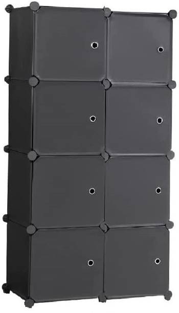 Flipkart Perfect Homes Studio Closet Storage Organizer 8-Cube Plastic Cabinet with Modular Doors for Bedroom PP Collapsible Wardrobe