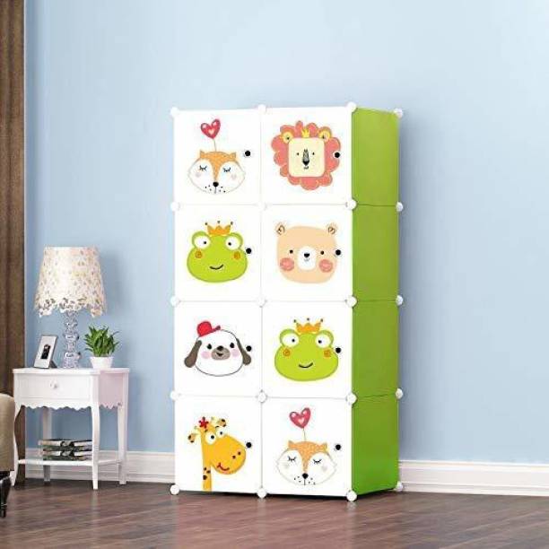BUCKETLIST 8-Cube Free-Standing Portable & Foldable Closet Kid's Wardrobe for Bedroom PP Collapsible Wardrobe