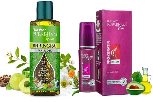 galway Bhringraj Hair Oil + Pro Keratin Hair Serum Combo Pack Price in India