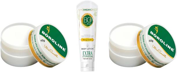 BOROLINE Antiseptic Ultra Smooth Ayurvedic Cream 40G 2PC & Mango Body Butter Body Lotion 7ml