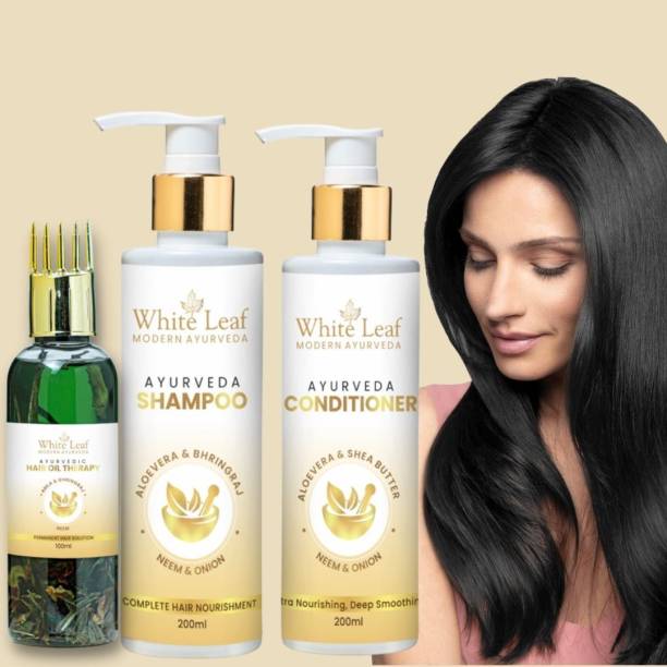 White Leaf Natural herbal Aloevera &Bringraj Shampoo & Oil|Paraben Free Organic Conditioner Price in India