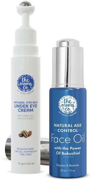 The Moms Co. Natural Vita Rich Under Eye Cream 15 gm to Reduce Dark Circles & Age Control Face Oil 30 ml Combo Pack