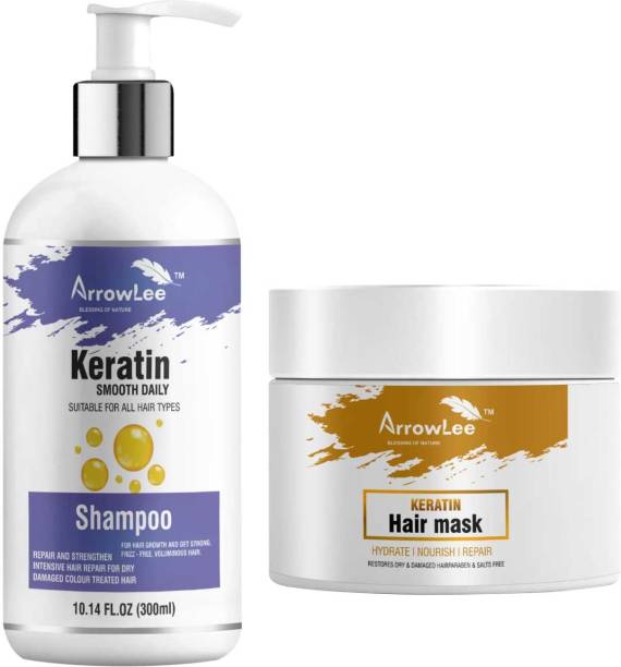 ArrowLee Keratin Combo (Shampoo-300ml. & Hair Mask-200gm.) For Dry, Damaged Hair, Silky & Soft Hair Price in India