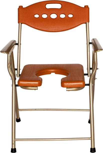 Fisherdeal Commode Chair for unisex Comfortable Safe chair(ORANGE) Commode Shower Chair
