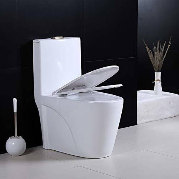 InArt Ceramic Western One Piece Water Closet Floor Mounted Toilet With Soft Close Seat Cover S TRAP OUTLET IS FROM FLOOR Western Commode