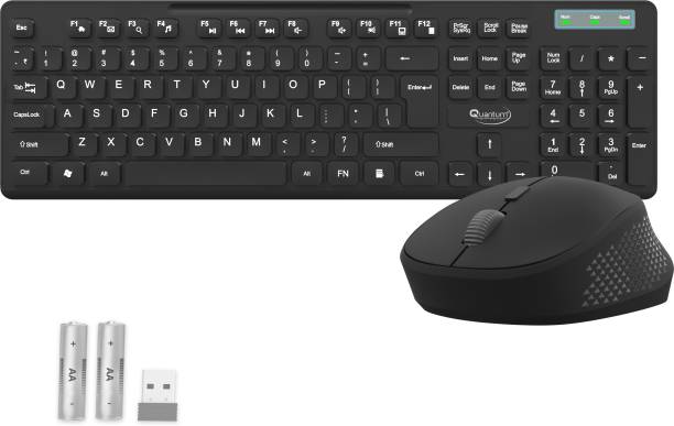 QUANTUM QHM9350 Premium Wireless of Full-Size Noiseless Keyboard,1600 DPI Wireless Mouse Combo Set