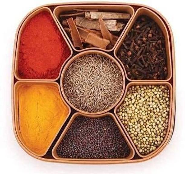 Bunic 7 IN 1 Elegant Masala Box and Spice Containers Set 1 Piece Spice Set