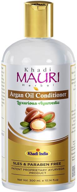 Khadi Mauri Argan Hair Conditioner - Powerful Hair Nourisher & Hair Growth Stimulater - SLES & Paraben Free - Enriched with Amla & Aloe Vera, 300 ml