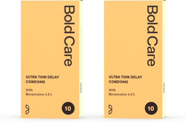 Bold Care Ultra Thin Long Last Condoms - Pack of 20 - Lubricated - Natural Latex Condom