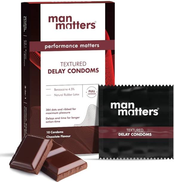 Man Matters 3-in-1 Chocolate Flavour Condoms for Men | Extra Dotted / Crystal, Ribbed, Delay Condom