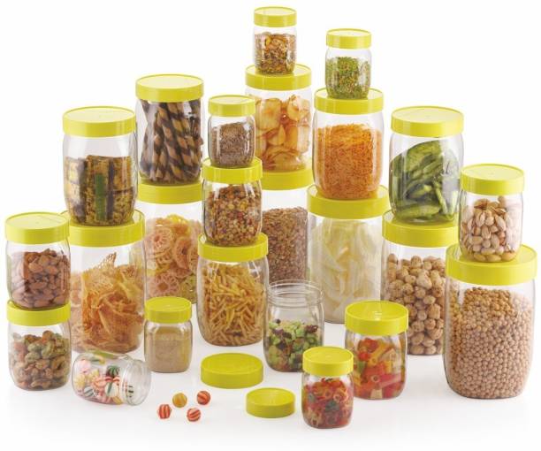 MASTER COOK 24 PC MASON JARS WITH YELLOW LIDS  - 24300 ml Plastic Grocery Container