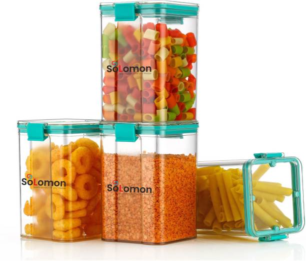 Solomon ™Premium Quality Square Double LocKBox kitchen container-(PACK OF 4 ,BLUE)  - 1100 Plastic Grocery Container