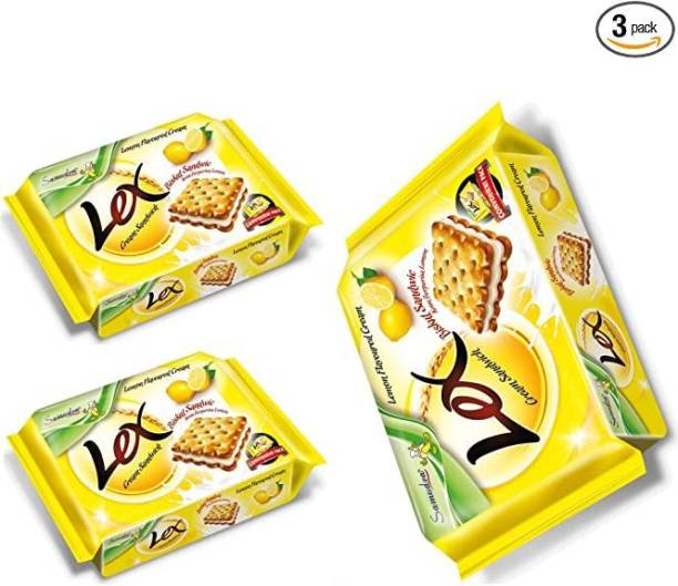 Samudra Lex Cream Sandwich Biscuits Lemon Flavour Cream Cracker Biscuit