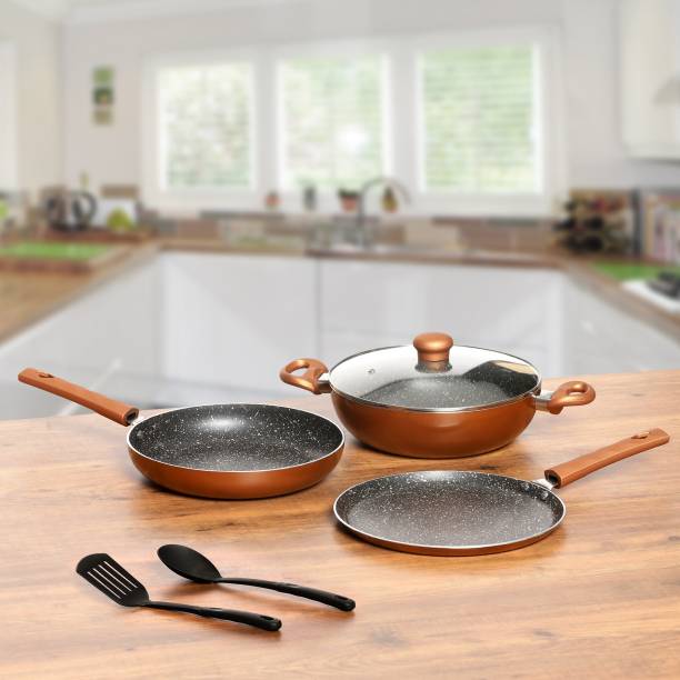 Kreme Granite Cookware Set of 3pcs Induction Bottom Non-Stick Coated Cookware Set