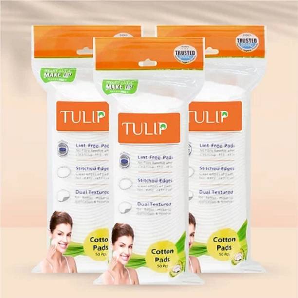 TULIP 50 Pieces Cotton Pads Combo of 3 of Cotton Pads (150 PADS)