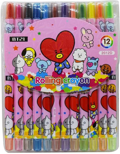 YEF BTS 12 Rolling Crayons Twistable for Kids