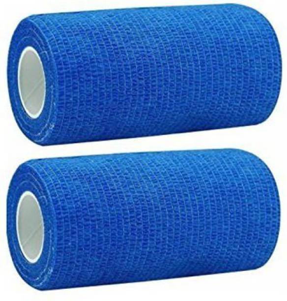 A-TAPE Cohesive Self Adhesive Crepe Bandage for Support (10 cm*4.5 mtr- Pack of 2) Blue Crepe Bandage