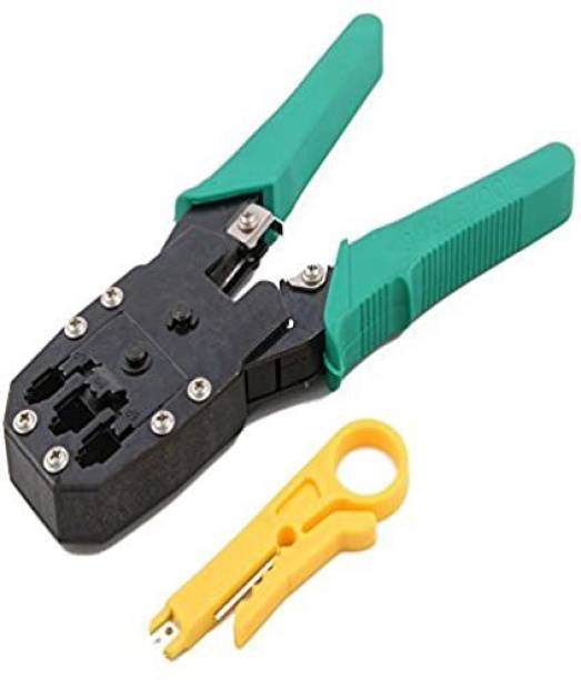 dinojames RJ45 Cable Crimping Tool 3 in 1 Modular Crimping Tool for RJ45 RJ12 RJ11 UTP CAT5 LAN Cutter Manual Crimper