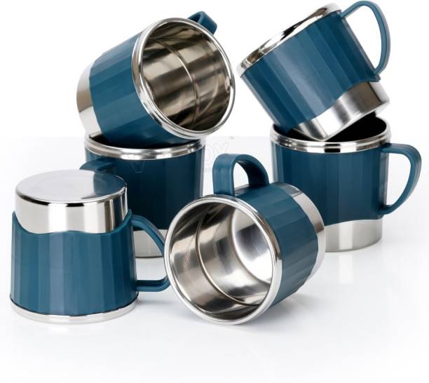 iVBOX Pack of 6 Stainless Steel Treat-06 Cool-Touch Unbreakable Stainless Steel Cup for Coffee and Tea Mug