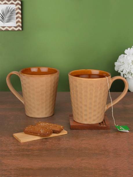 RAGHAV EMPORIUM Pack of 2 Ceramic Premium Beige Tea/Milk/Coffees (Set of 2) Ceramic Coffee Ceramic Coffee Mug