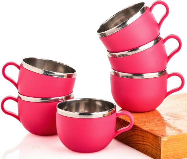 Jony Pack of 6 Stainless Steel, Plastic Cup Set, Tea Cups Set, Tea Cup, Tea Cups, Coffee Cup