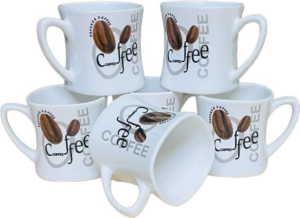 KC Somny Pack of 6 Ceramic Coffee Print Coffee Cup & Te...