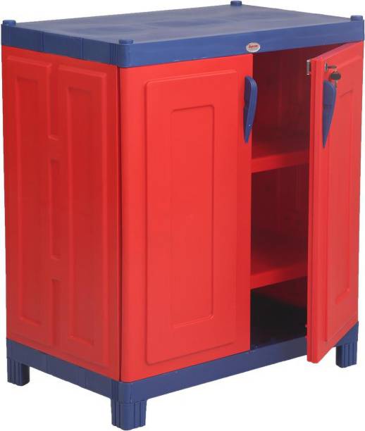 Supreme Furniture Rhythm Plastic Cupboard for Home/Office/(Coke Red-Blue, Half Size) Plastic Cupboard