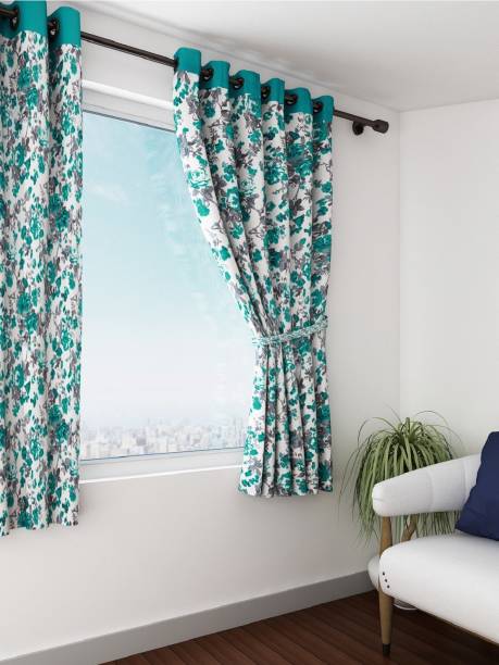 SWAYAM 152 cm (5 ft) Cotton Room Darkening Window Curtain (Pack Of 2)