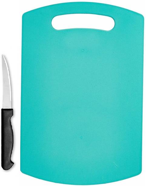 Craftbin Vegetable and Fruit Chopping Board with Knife Plastic Cutting Board (Blue,) Plastic Cutting Board