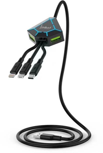 Landmark Power Sharing Cable 1.2 m CDC 100 Unbreakable 3 in 1 Charging Cable with 4A Speed, 2 USB Ports Price in India