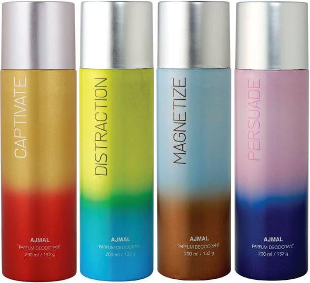 Ajmal Captivate & Distraction & Magnetize & Persuade Combo Pack of 4 Deodorant Spray  -  For Men & Women