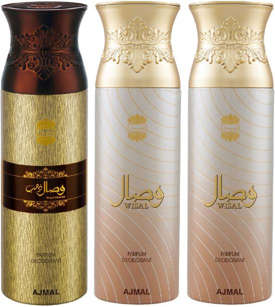 Ajmal Wisal Dahab & Wisal Deo & Wisal Deodorant Spray + 3 Testers Deodorant Spray  -  For Men & Women