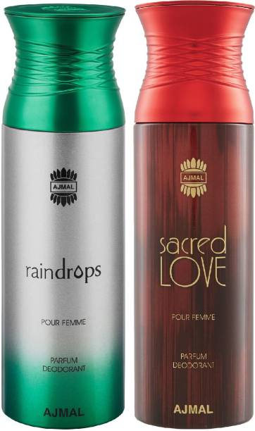 Ajmal Raindrops & Sacredlove Deodorant Spray + 2 Testers Deodorant Spray  -  For Women