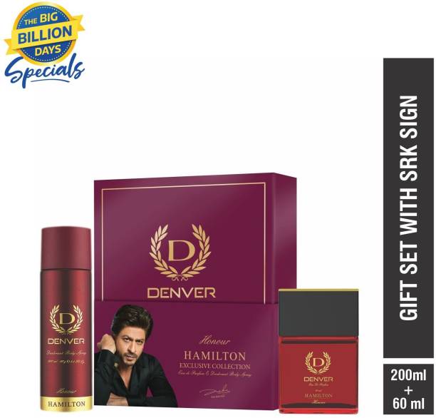 DENVER SRK Signed Honour Gift Set Combo 200 ml Deodorant + 60 ml Perfume Deodorant Spray  -  For Men