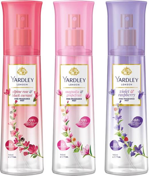 Yardley London (Alpine Rose & Black Currant, Magnolia & Grapefruit, Violet & Raspberry) Body Mist  -  For Women