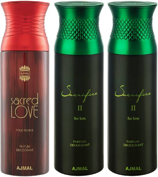 Ajmal Sacred LOve & Sacrifice II & Sacrifice II Deodorant Spray + 3 Testers Deodorant Spray  -  For Men & Women