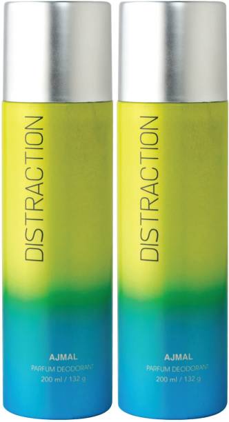 Ajmal 2 Distraction Deodorant Spray - For Men & Women (400 ml, Pack of 2) +3 testers Deodorant Spray  -  For Men & Women