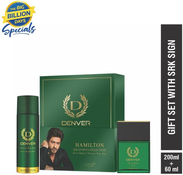 DENVER SRK Signed Hamilton Gift Set Combo 200 ml Deodorant + 60 ml Perfume Deodorant Spray  -  For Men