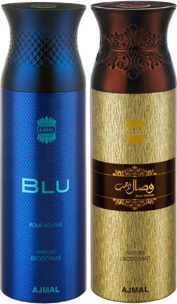 Ajmal Blu Homme & Wisal Dhahab Deodorant Spray + 2 Testers Deodorant Spray  -  For Men