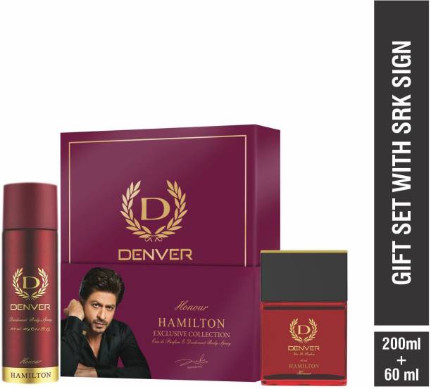 DENVER SRK Signed Honour Gift Set Combo 200 ml Deodorant + 60 ml Perfume Deodorant Spray  -  For Men