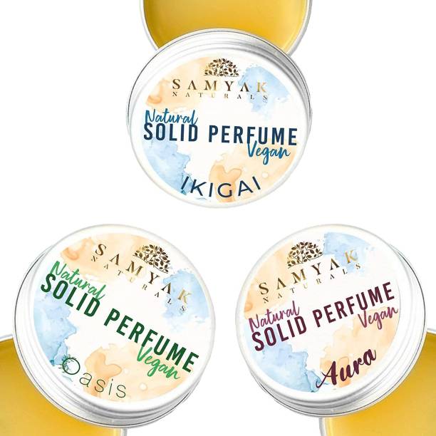 SAMYAK NATURALS Vegan Natural Deodorant–AURA,IKIGAI & OASIS Long Lasting Solid Perfume Pack of 3 Deodorant Cream  -  For Men & Women