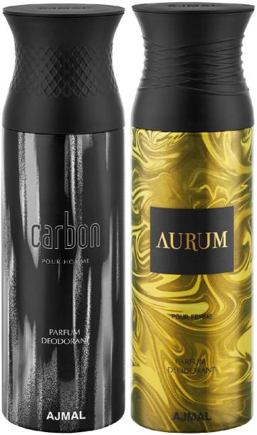 Ajmal Carbon & Aurum Deodorants + 2 Testers Deodorant Spray  -  For Men & Women