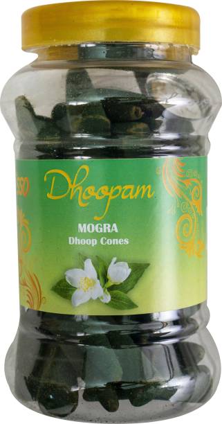 DHOOPAM Mogra Incense Dhoop Cones with Stand (Pack of 50) Jasmine Dhoop