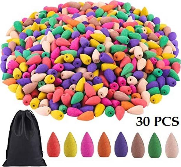 UPC Backflow Smoke Fountain Coloured Incense Cone Pack of 30 Dhoop