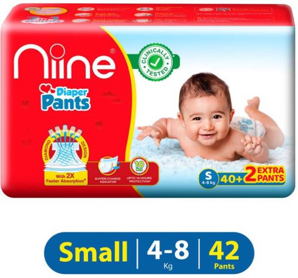 niine Cottony Soft Baby Diaper Pants with Change Indicator for Overnight Protection -S - S