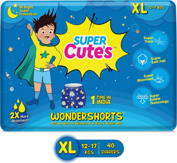 Super Cute's Premium Shorts Style Pant Diaper for Boys | Super Soft and Ultra Thinz Diapers - XL