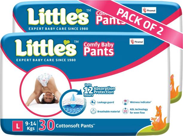 Little's Comfy Baby Pants Diapers with Wetness Indicator and 12 hours Absorption | Large - L