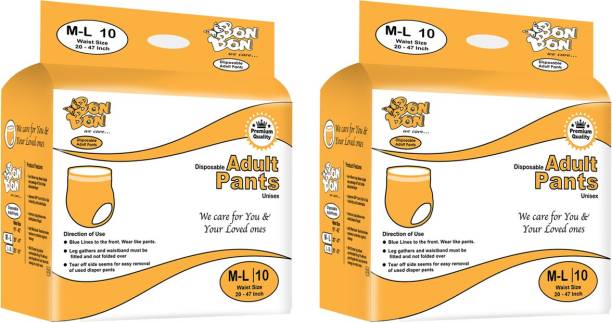 Bon Bon Premium Adult Diaper Pant Style (PACK OF 2) - 20 Count (ML 20-47 INCH) - M - L