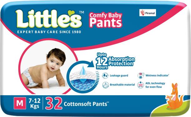 Little's Comfy Baby Pants Diapers with Wetness Indicator and 12 hours Absorption | Medium - M