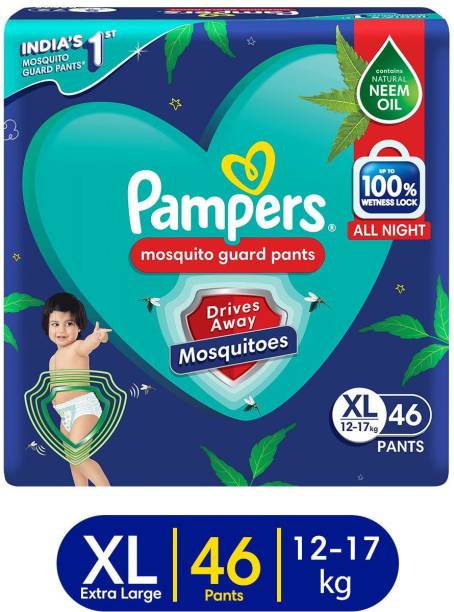 Pampers Mosquito Guard Pants�India�s 1st Mosquito guard diaper Contains Natural neem oil - XL